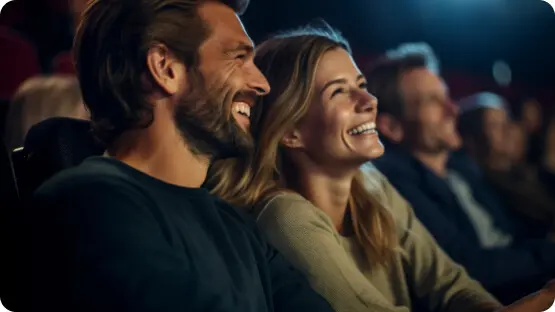 Money within 2 days 3 laughing couple in the cinema